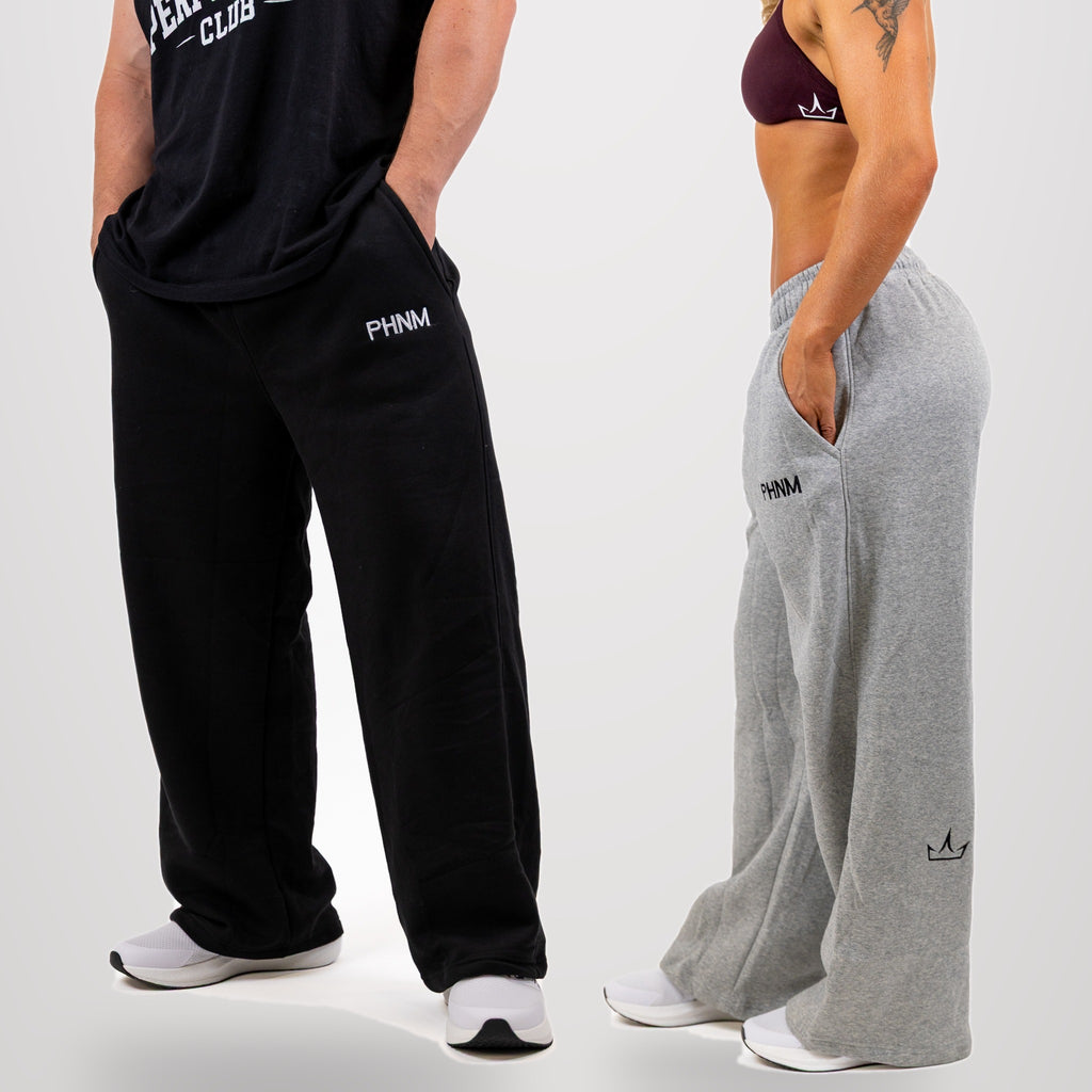 Oversized Wide Leg Sweatpants - Unisex | Midnight Black & Storm Gray